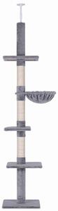 PawHut Tiragraffi a tutta altezza regolabile in altezza con colonne in sisal, tiragraffi per gatti, grigio