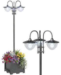 Lampada solare da giardino Outsunny a 3 luci con base a vaso in acciaio inossidabile