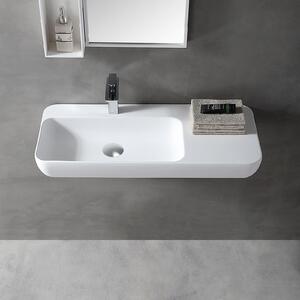 Lavabo a parete Lavabo da appoggio TWG202 - Fusione minerale - Bianco opaco - 90 x 40 x 12 cm