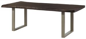 MASSIVMOEBEL24 | FREEFORM 5 tavolo da pranzo in legno di mango - verniciato grigio / gambe in ferro U argento matt 200x100