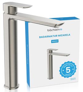 Rubinetto da bagno Mizarela alto - Acciaio inossidabile spazzolato | Rubinetto da bagno alto dal design classico - Rubinetto per lavabo da appoggio
