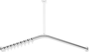 Binario per tende HEWI System 900, acciaio inox, con 18 anelli per tende in POM bianco