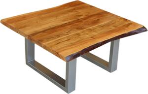 Tavolino KAWOLA LORE 80x80cm massiccio con base ad albero argento