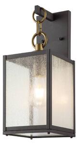 Elstead Lahden, applique da esterno E27, 44 cm, zinco invecchiato, trasparente con bolle d'aria, IP44