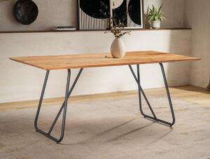 Tavolo da pranzo "Kanpur" 180x90 cm Acacia e ferro nero