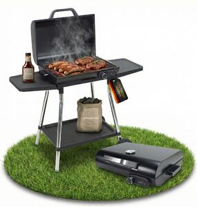Barbecue elettrico Sommertal BBQ928 2in1 con coperchio | Barbecue da tavolo e barbecue elettrico con supporto | Piastra antiaderente + griglia | 2180 W