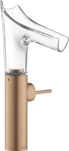 Hansgrohe AXOR Starck V Mitigeur monocommande de lavabo 220 avec bec verseur en verre pour lavabos avec garniture de vidage, 12114310, 12114310