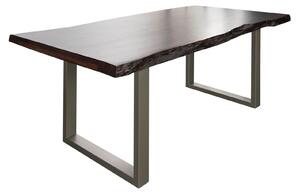 MASSIVMOEBEL24 | FREEFORM 5 Tavolo da pranzo in legno di acacia - laccato marrone / gambe in ferroferro - argento mat 220x100x77