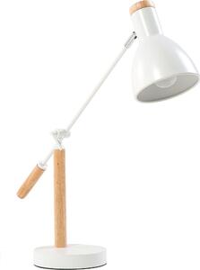 BELIANI Lampada da ufficio in metallo e legno bianco braccio e paralume da 50 cm cavo regolabile con interruttore aspetto industriale
