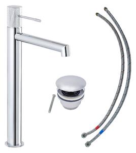 Rubinetto per lavabo SCHÖNER WOHNEN collezione KADIA L, cromo, rubinetto adatto ai lavabi da appoggio del bagno