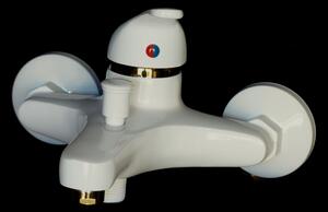 Rubinetto per vasca da bagno, rubinetteria da bagno, bianco/oro
