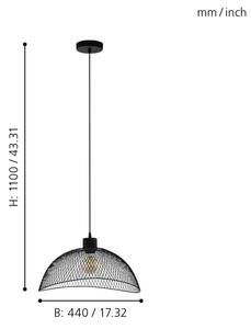 Eglo 43304 - Lampadario a sospensione con filo POMPEYA 1xE27/60W/230V