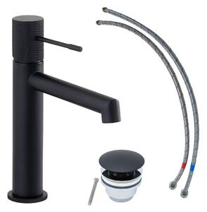 Miscelatore per lavabo SCHÖNER WOHNEN collezione KADIA M, nero opaco, rubinetto adatto ai lavabi a parete del vostro bagno