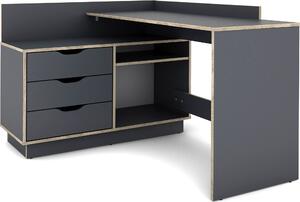 Scrivania angolare Belfast di byLIVING, montabile a scelta a destra o a sinistra, 129 x 105 cm, H 83,5 cm, color antracite
