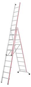 Scala multiuso Hymer con traversa curva e rotelle di scorrimento a muro, 3x10 pioli