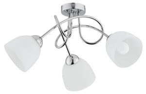 Lampada da soffitto con paralumi in vetro TECTUS, cromata e bianca, 3xE27x15W, metallo, dimensioni: 27x52x52 cm, IP20, Alfa