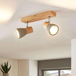 Faretto Lindby Filiz, 2 luci, 27 cm, legno, cemento, E14