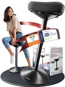 CLOUVOU Nexus Sgabello da ufficio [L'ORIGINALE] Sgabello per una schiena più in forma, regolabile in altezza da 47 a 64 cm, sgabello ergonomico oscillante (nero)