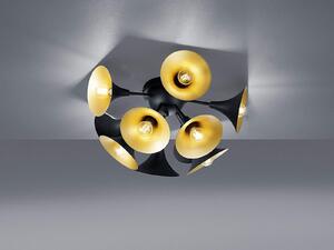 Plafoniera, aspetto a tromba, nero-oro