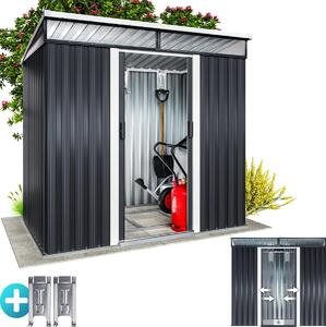 GARDEBRUK® L Casetta per attrezzi in metallo da 2 m² con fondamenta 200x125x180 cm, 2 finestre, antracite, casetta da giardino da 4 m³