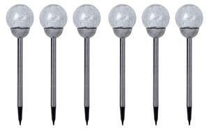 6x Lampada solare a LED, acciaio inox argento, globo di vetro rotto, H 56 cm