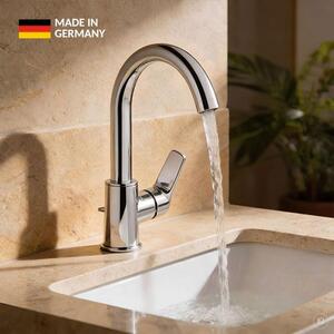 CARLDIX Rubinetto lavabo 02000013-00 bocca alta, con gruppo di scarico, cromato