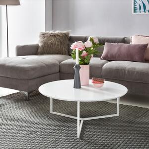 Tavolino di design Legno MDF bianco opaco Struttura in metallo ø 80 cm