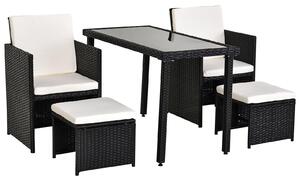 Set da giardino Outsunny, divano e poltrone in rattan sintetico, composto da 11 pezzi, colore nero e beige