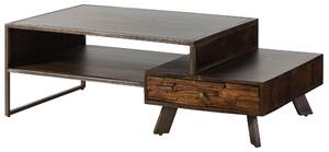 MASSIVMOEBEL24 | Tavolino da salotto in legno di acacia / legno riciclato 135x70x45 laccato marrone SEVILLA #27