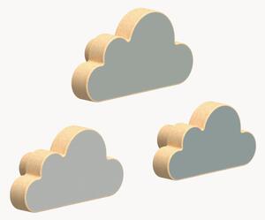 Set di 3 ganci da parete in legno di faggio fatti a mano Cloud