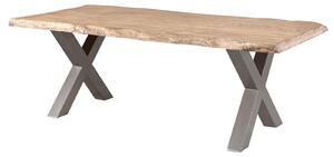 MASSIVMOEBEL24 | FREEFORM 5 tavolo da pranzo in legno di mango - verniciato beige / gambe in ferro X argento matt 180x90