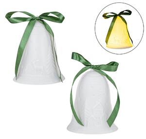 Set di 2 LED campana bianca H14cm porcellana decorazione da tavolo foresta invernale decorazione natalizia luce decorativa