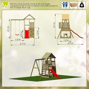 Wendi Toys Torre giochi Gorilla in legno Pavimento incluso Tetto a due falde