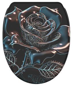 Sedile WC SANILO® con chiusura ammortizzata e chiusura rapida Black Roses, coperchio WC direttamente dal produttore, coperchio per WC, sedile WC, coperchio per WC