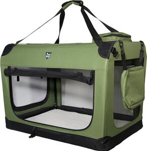 Trasportino SPOCADO "Palace" | 82 x 59 x 59 cm | Pieghevole | 3 aperture con cerniera | Coperta inclusa | Perfetto per i viaggi | verde | SCO-24