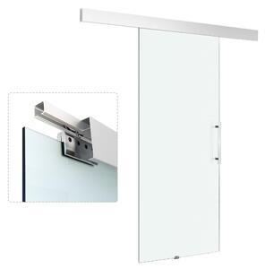 HOMCOM Porta scorrevole in vetro Porta scorrevole Porta da camera con maniglia a barra 90 x 205 cm