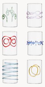 Set di 6 bicchieri per liquore in vetro borosilicato fatti a mano Deco' Arlecchino