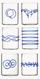 Set di 6 bicchieri in vetro borosilicato fatti a mano Deco' Blu