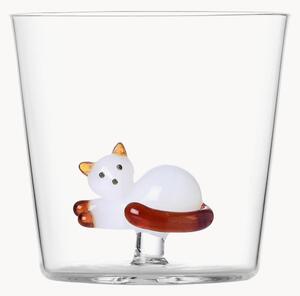Bicchiere in vetro borosilicato fatto a mano Tabby Cat