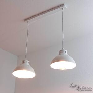 Lampada a sospensione industriale "Sven" in metallo bianco a 2 luci per soggiorno sala da pranzo tavolo da pranzo