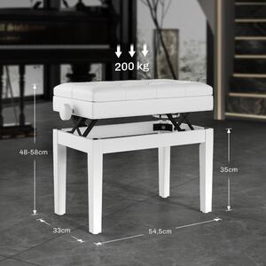 Panca per pianoforte HOMCOM regolabile in altezza con vano portaoggetti, gambe in legno e rivestimento in ecopelle