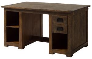 MASSIVMOEBEL24 | Schreibtisch Mango 140x80x76 braun lackiert RAILWAY #461
