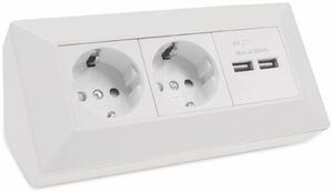 Multipresa ChiliTec a 2 prese + 2 porte USB per cucina e ufficio, bianca