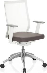 Sedia da ufficio, girevole, ASPEN WHITE Trasparente / Grigio
