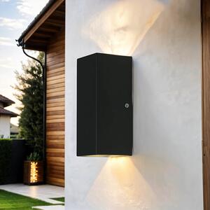 Moderna lampada da esterno Up Down IP44 16 cm di altezza in acciaio inox vetro parete luce LED balcone terrazza facciata cortile