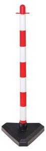 Palo di sbarramento a catena, base triangolare in plastica riempita di calcestruzzo 2,9 kg, paletto in plastica rosso e bianco, altezza 870 mm, diametro 40 mm