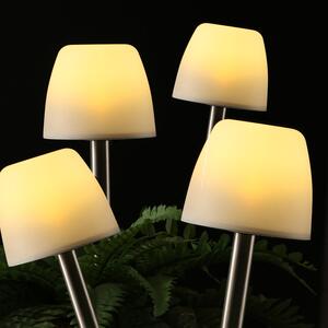 Lampade da giardino a LED e a energia solare - Lampada da giardino - LED bianco caldo - A: 28 cm - Picchetto da terra - Bianco opaco - Set da 4