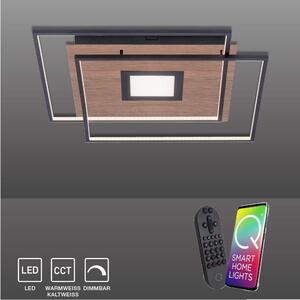 Selltec LED lampada da soffitto Q-AMIRA CCT cambio di colore della luce, telecomando dimmerabile, arredamento APP in legno soggiorno, camera da letto 8379-78, 8379-18, 8379-55