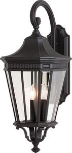 Applique da esterno Cotswold Lane nera e trasparente, 3xE14x60W, in alluminio, dimensioni: 76,2x30,5x41,3 cm, IP44, Feiss