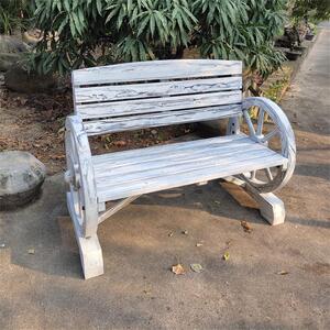 Panchina da giardino con ruote di carrozza come braccioli Sommerset Bianco Rustico